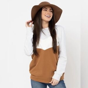 Nursing Queen Medium Sweetheart Nursing Sweatshirt Camel Tan Chevron Gray